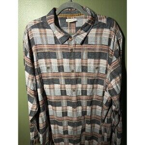 Carbon 2 Cobalt Shirt Mens Size XXL Long Sleeve Button Woven Plaid Brown Gray